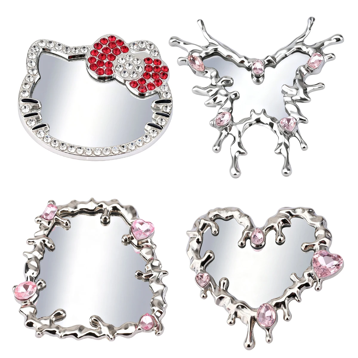 Espejo de mariposa de amor líquido bonito a la moda, accesorios Diy a juego, Mini espejo autoadhesivo, regalo para amigos