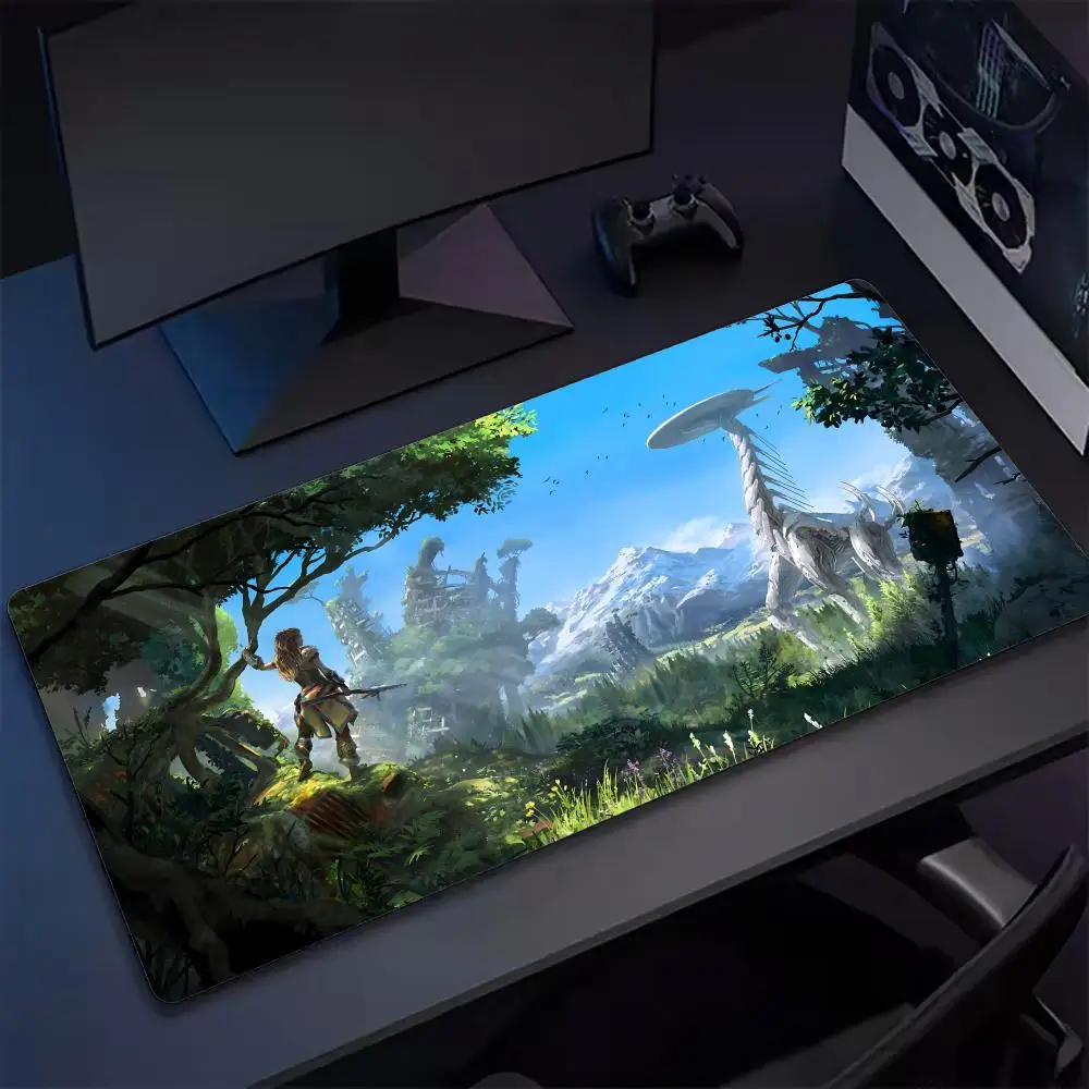 Art H-Horizon Zero Dawn Mouse Pad Tapetes de Mesa Teclado, Borracha Kawai, Tapete de Mesa Antiderrapante, XXL90x40cm