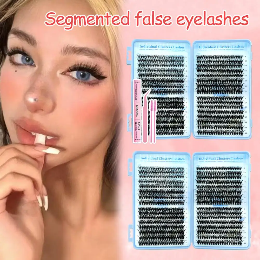 Kit de extensión de pestañas 30D 40D 50D, grupos de pegamento para pestañas individuales, Kit de pestañas con pinzas mezcladas tenues de longitud esponjosa J3Z0