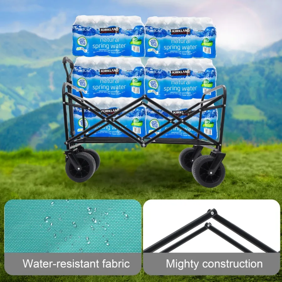 

Collapsible Foldable Wagon Cart with strapping system Beach Wagon Utility Cart Utility Wagon Grocery Cart for for Camping Shopp