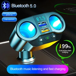 Dual USB Car Charger QC3.0 Car Cigarette Lighter Socket Splitter Adapter Power Socket Type-C+QC3.0+3.1A with LED Display Display