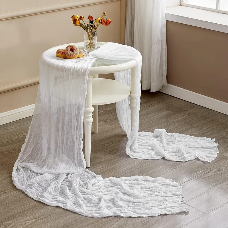 90cm Wide Purple Bali Crinkle Voile Fabric Atmospheric DIY Tablecloth for Birthday Dessert Table Wedding  Party Decorations