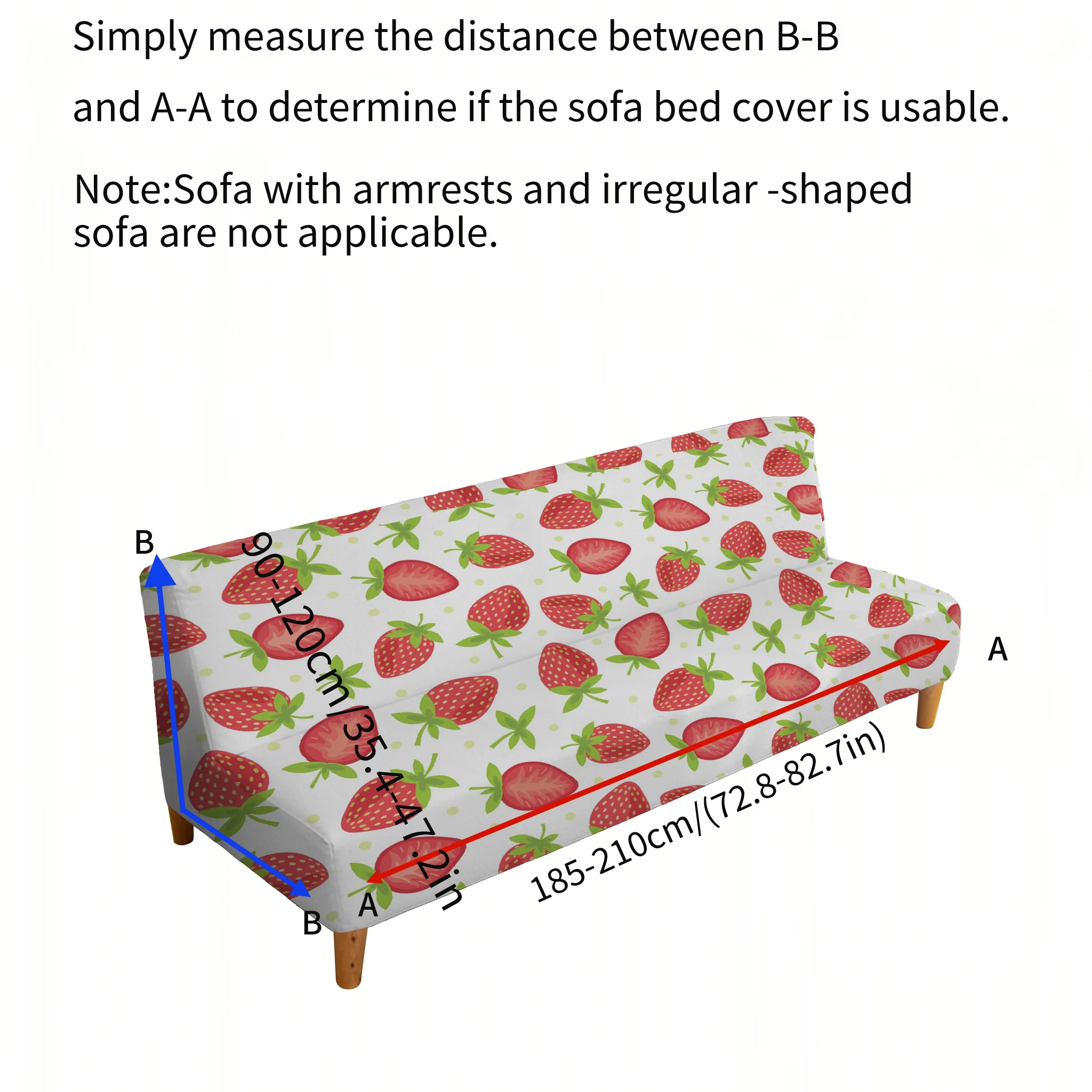 All-inclusive elastic sofa bedspread, fruit strawberry printed sofa bedspread, easy installation and machine washable