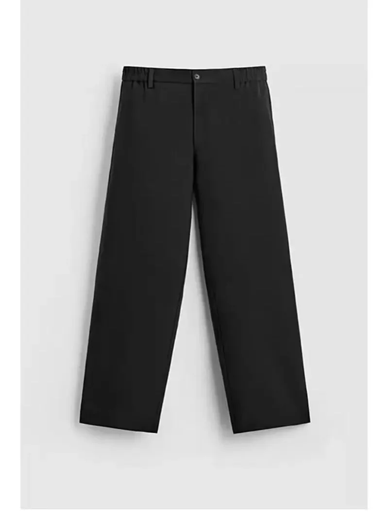 Hochwertige, bequeme Herren-Freizeithose im europäischen Stil mit schlichten Spitzendetails und geradem Schnitt.