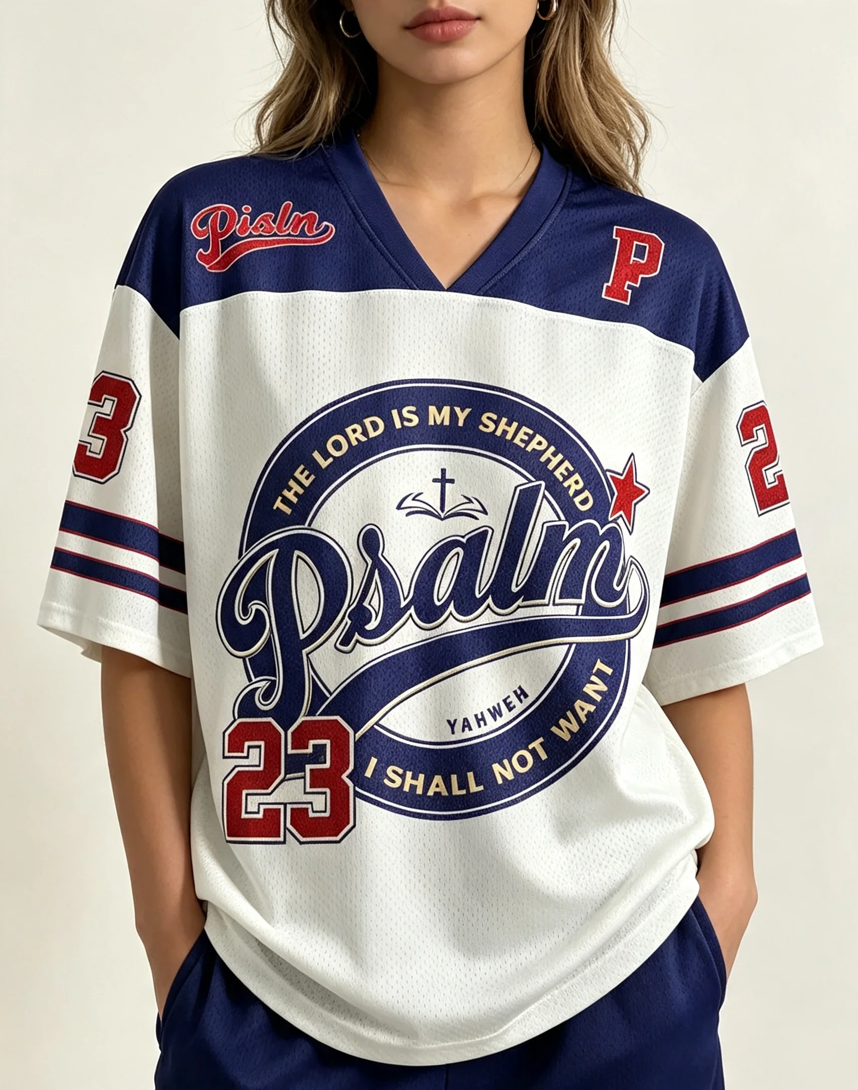2026 New Psalm 23 Bible Verse Retro American Football Jersey, Quick‑Drying Sports Casual American Streetwear Men's T‑Shirt Top