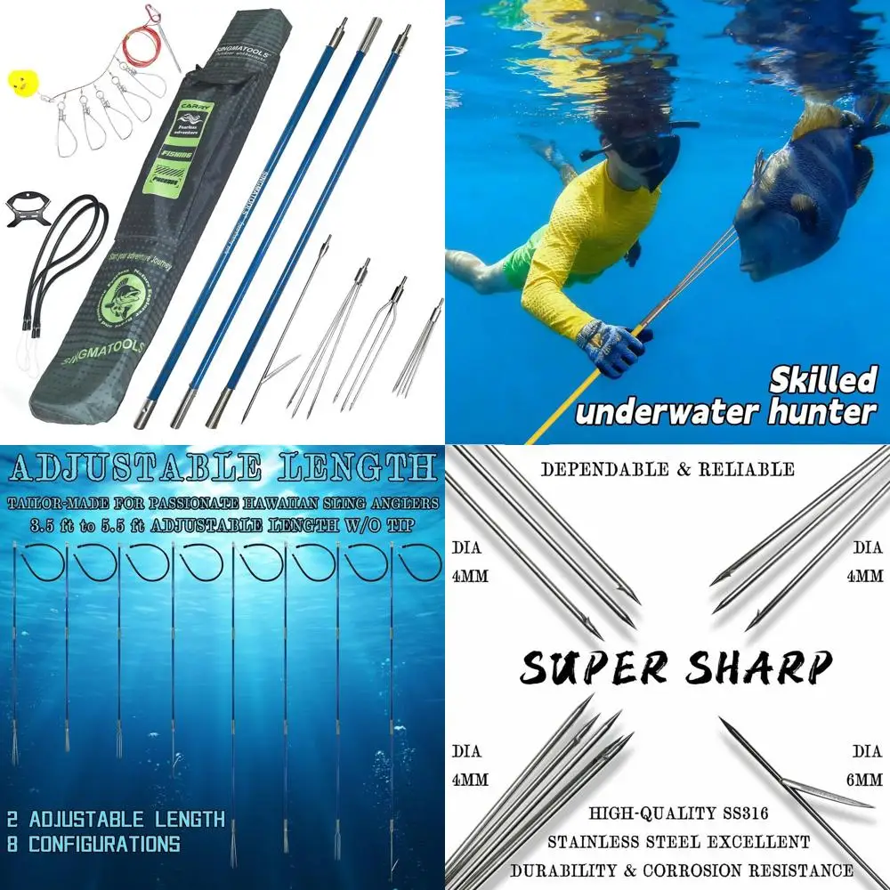 

Hawaiian Fiberglass Spear Pole with Harpoon for Spearfishing and Sling Fishing Gear