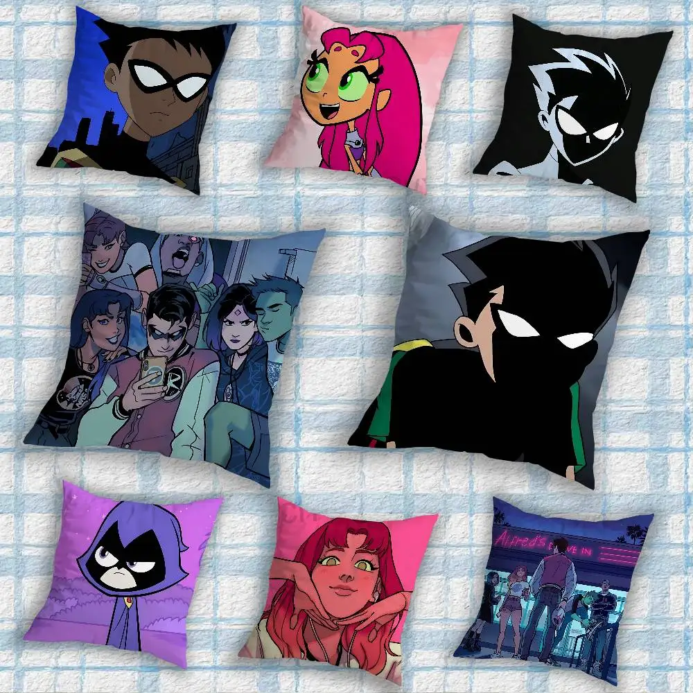 

ART Raven T-Teen Titans R-Robin Pillow Case Anti-dustmite Pillowcase Invisible zipper silky short plush Sofa cushion cover