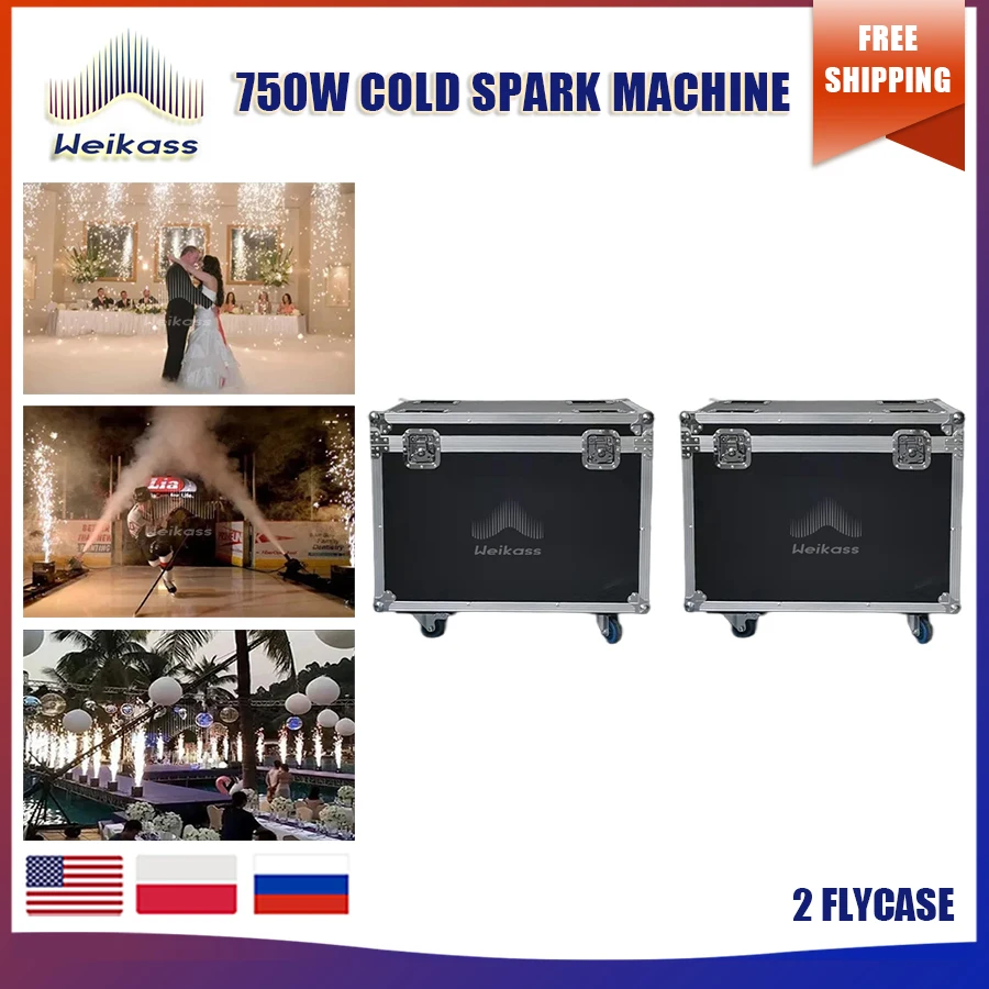 

No Tax 2Pcs/lot Flycases for Wedding 750W Downward Spark Fountain Dmx Fountatin Party Show Indoor Cold Firework Machine Stage