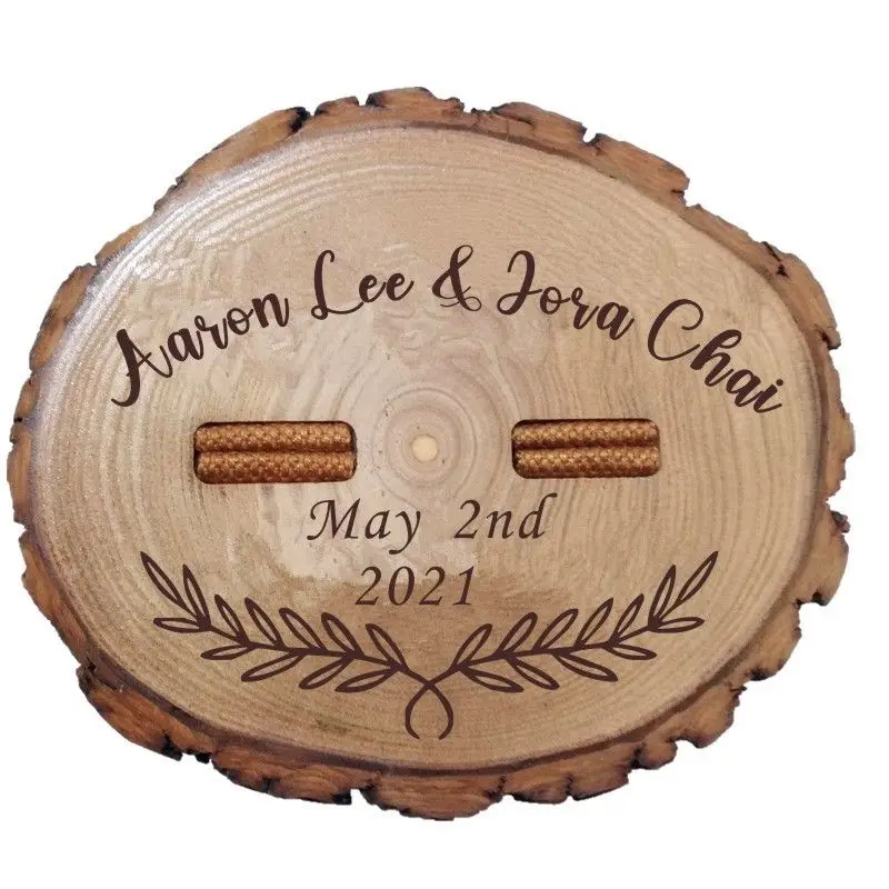 Rustic Personalized Ring Box Gift for Engagement Wedding Ceremony Ring Holder Customize Names & Date Creative Ring Case Storage