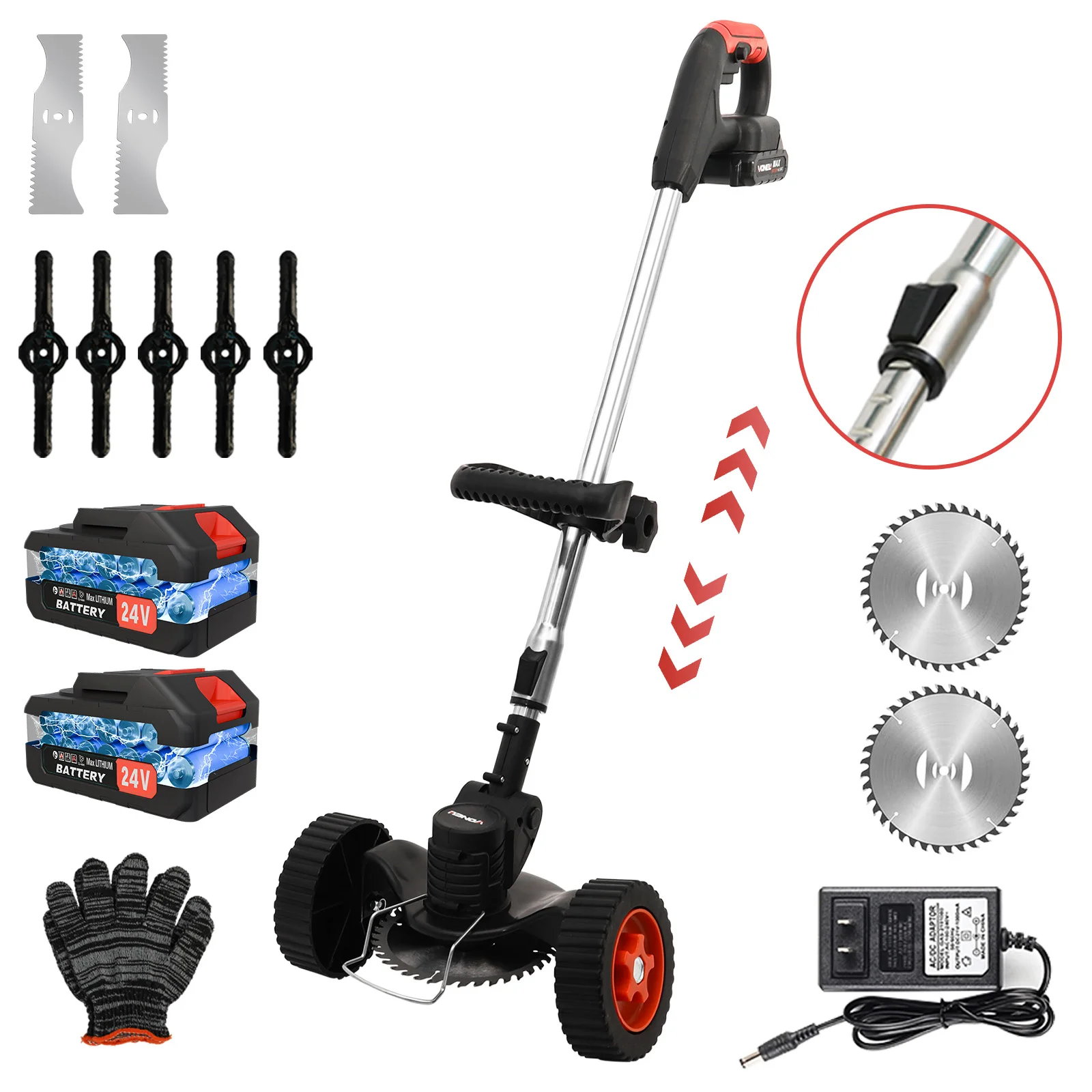 Cordless Lawn Trimmer Weed Wacker String Trimmer Edger Tool Electric Brush 2 x 21 3C 1300mAh Batteries Charger for Lawn Gard
