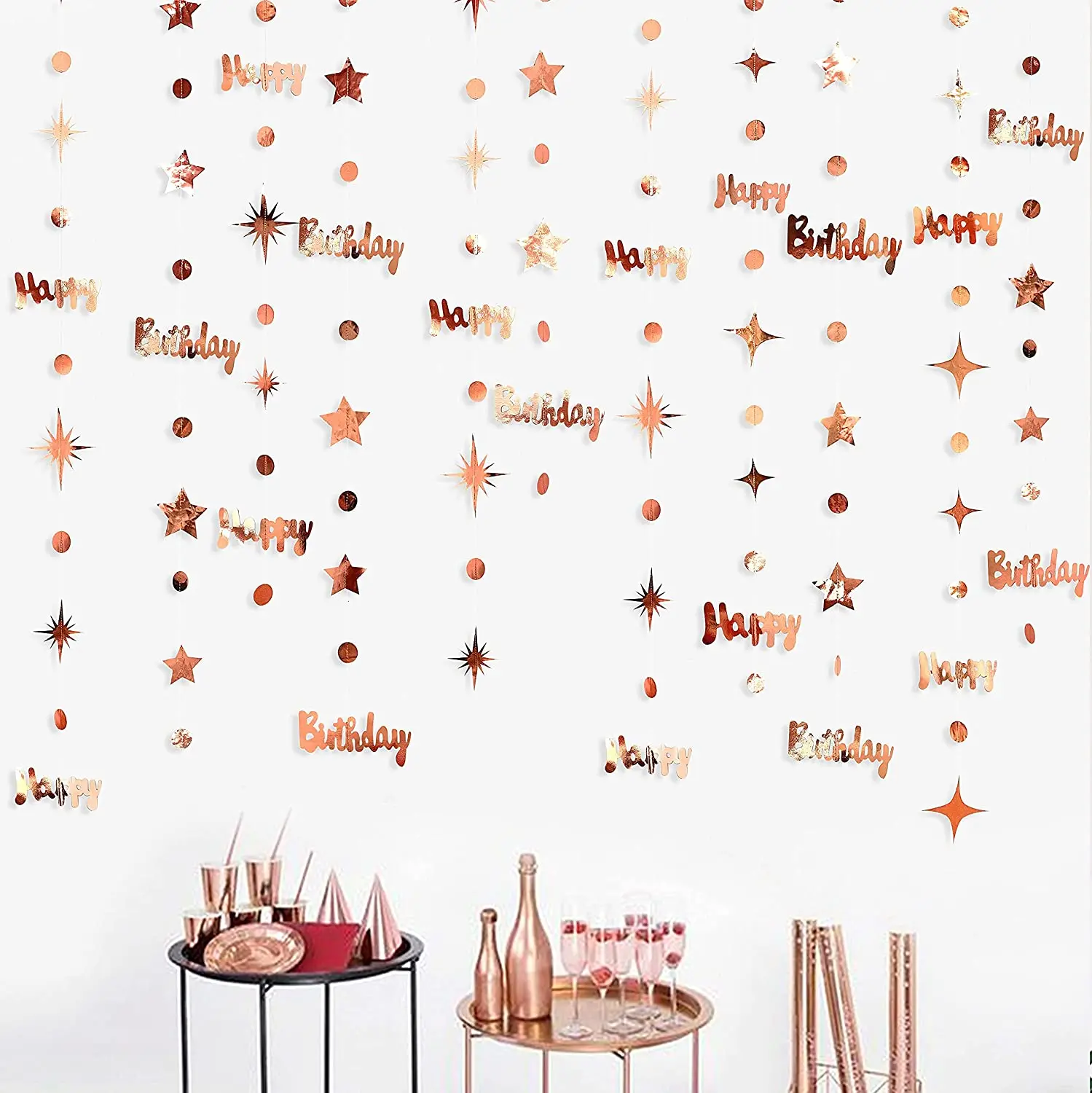 Schillernden Anzahl 16 Papier Sterne Dot Girlande Hängen Bunting für Süße Rose Gold 16th Glücklich 16st Geburtstag Jahrestag Party Decor – Detail 19