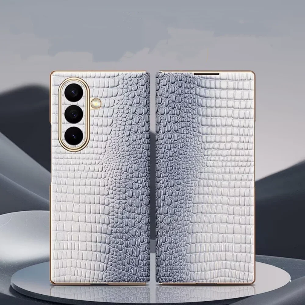 Super Luxury Fashion Genuine Cowhide Crocodile Flip Leather Case Cover For Samsung Galaxy Z Fold 8 Ultra 7 6 5 4 5G