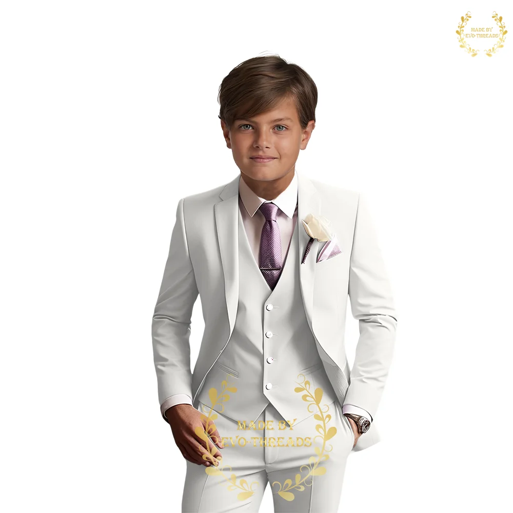 Elegant slim fit suit for boy 3-piece set (jacket+vest+pants) custom kids tuxedo for wedding cocktail Thanksgiving school prom