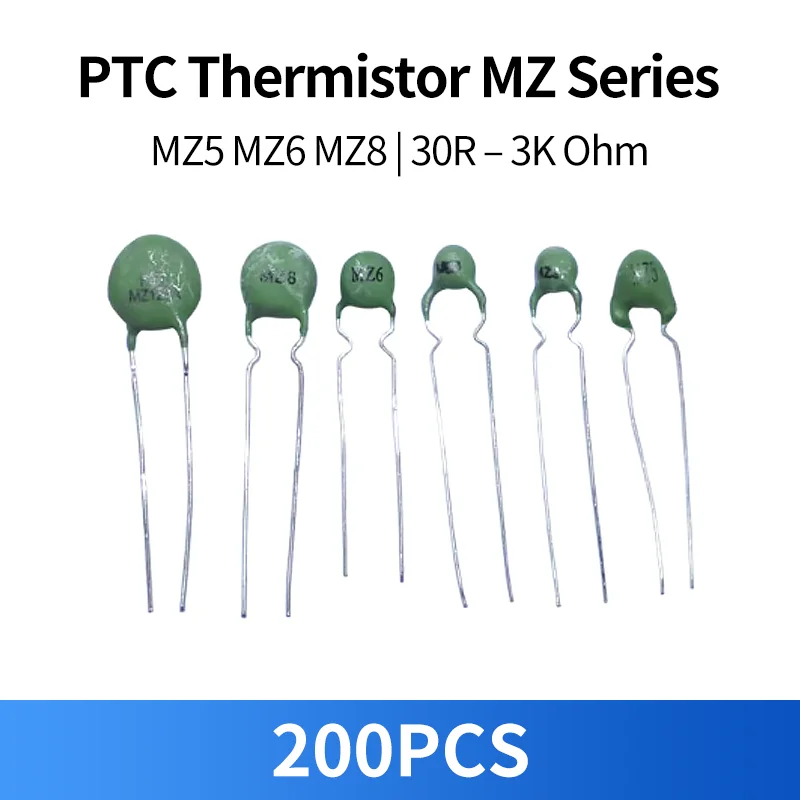 

200 шт. термисторов PTC MZ5 MZ6 MZ8, позитивные температурные датчики 30R-3K Ом, резисторы PTC для защитных цепей