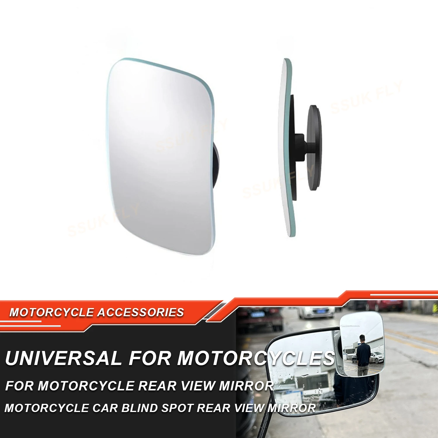 

Motorcycle Car Blind Spot Rear View Mirror Wide Angle Adjustable Small Round Mirror 360° Rotation Reverse Auxiliary Rearview