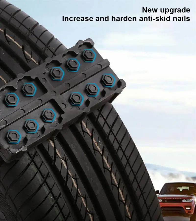 Durable PU Anti-skid Car Tire Traction Block With Bag Emergency Snow Tire Chain Bike Chain With Snow Mud Ice Accessories