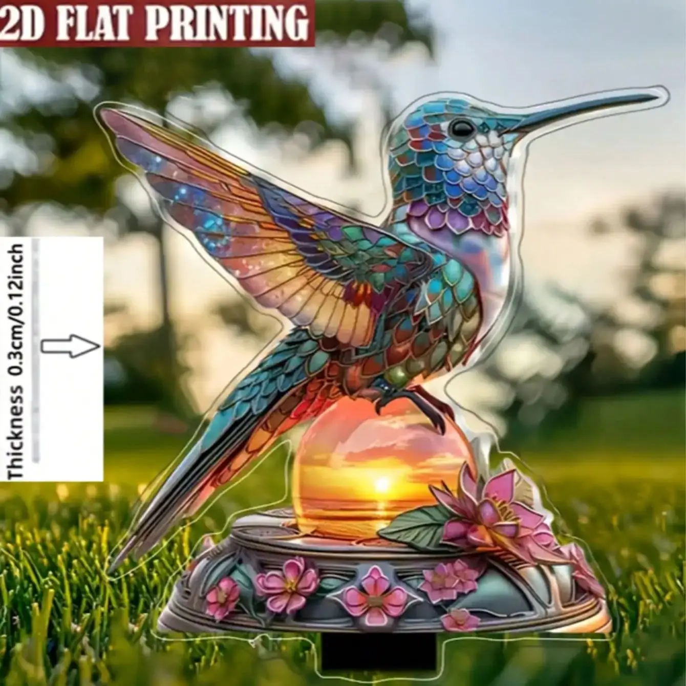 1PCS Beautiful Hummingbird Garden Decorative Pile Ideal Outdoor Decoration Courtyard Decoration and Lawn Decoration