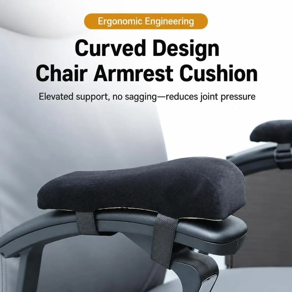 Sponge Foam Chair Armrest Pad Curve Design Fasten Strap Arm Rest Mat Adjustable Belt Easy Mount Elbow Support Cushion
