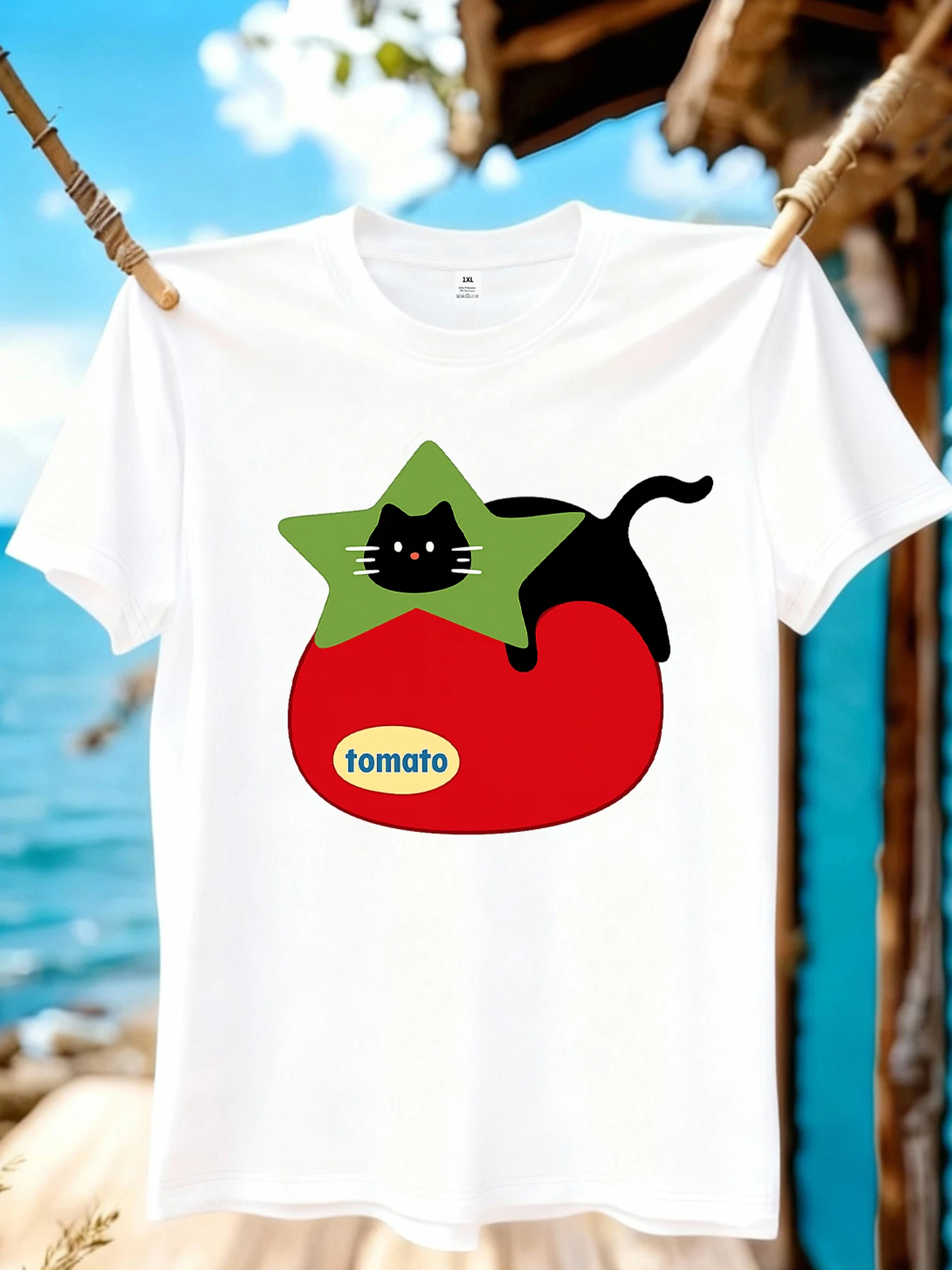 

【WZM10884】Женская футболка больших размеров с принтом томатов, круглым вырезом, летняя, повседневная, с короткими рукавами, в уличном стиле, универсальная.