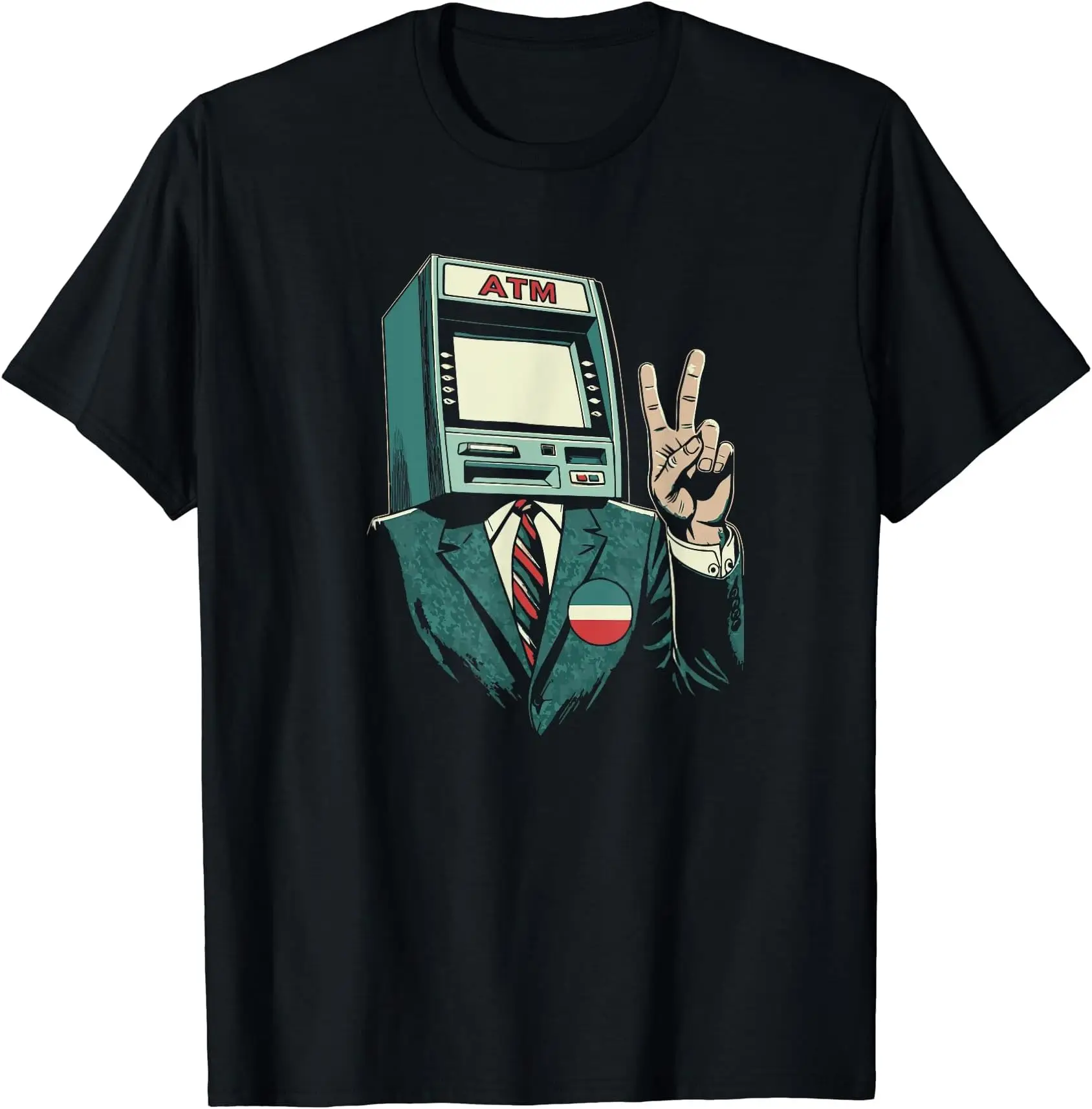 ATM Headed Politician Funny Campaign Design T-Shirt Anime Graphic T-shirts For Men Clothing Women Tees Y2K Tops