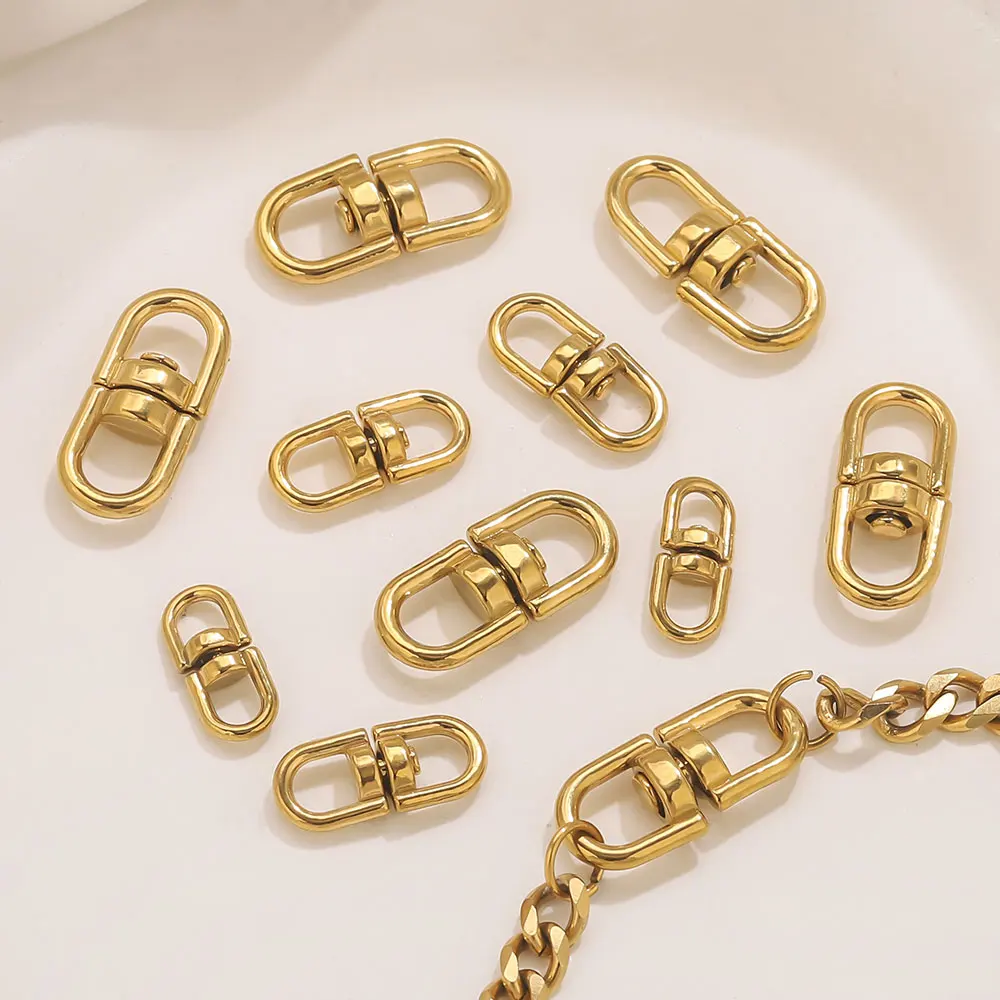 

5pcs Stainless Steel Keychain Bezel Clasp Connector Charms for Making Women Jewelry DIY Bracelets Necklaces Accessories Gifts