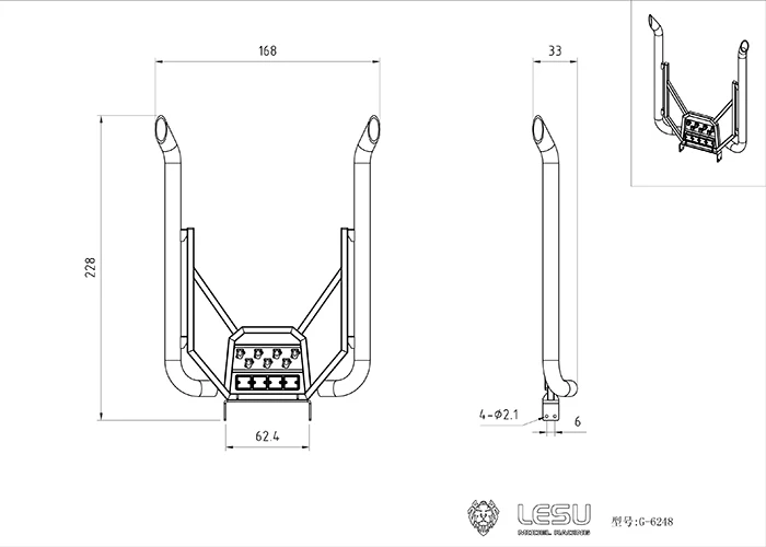 ท่อไอเสียโลหะเลซูสำหรับ 1/14 DIY ทามิย่าอาร์ซีรถแทรกเตอร์รถบรรทุกรุ่น TH16518