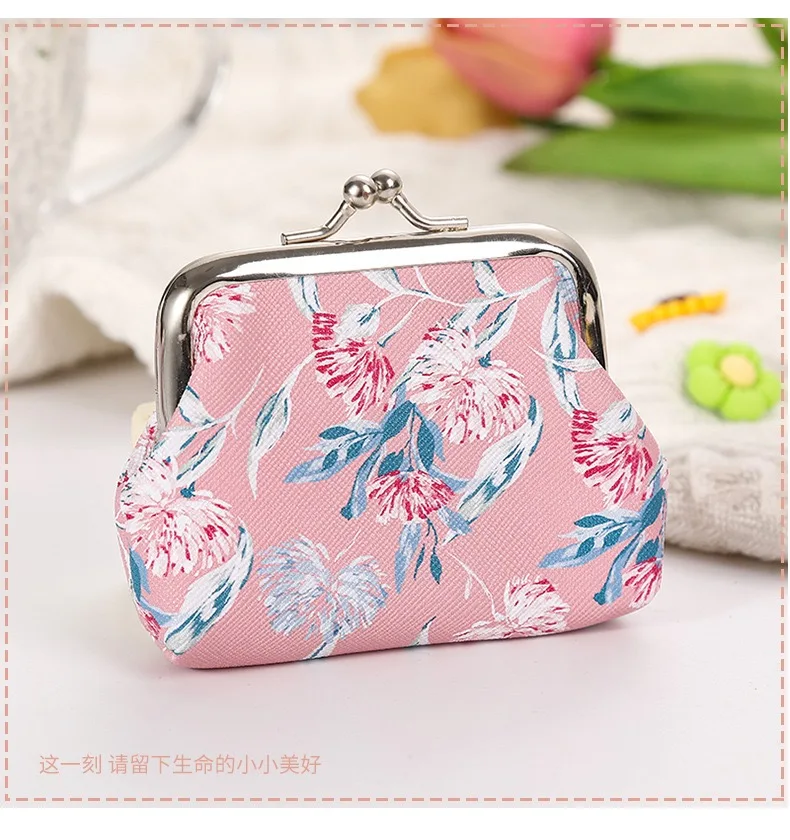 12 PCS Moda PU Monedero de Cuero Impresiones de Flores Encantador Lindas Mujeres Pequeñas Bolsas de Cambio de Dinero Titular de la Clave de la Caja