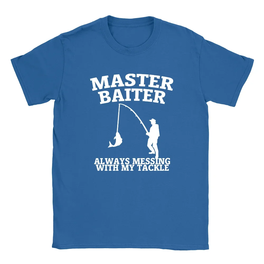 Master Baiter Mens T-Shirt Fishing Joke Gift For Dad Rude Father'S Day mens designer clothes new in tops & tees Round Collar