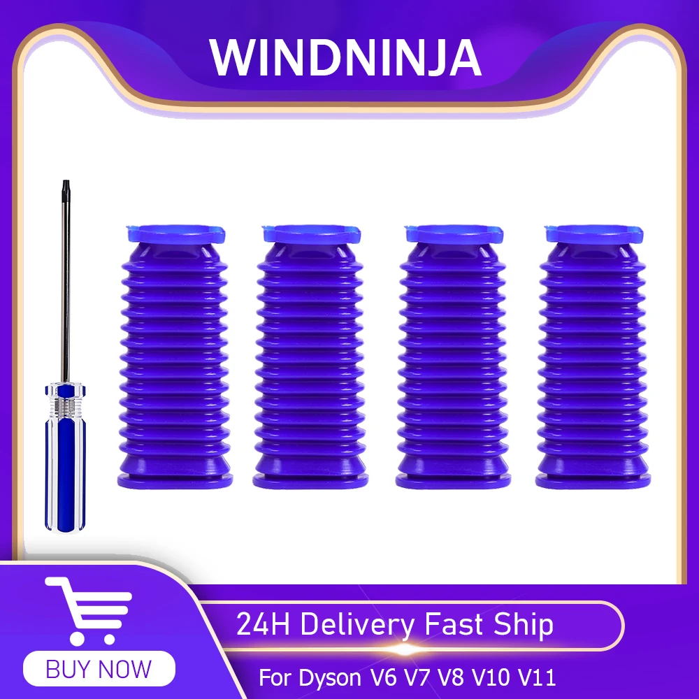 1-8pc Soft Roller Duct Rubber Hose With Repair Tool for Dyson V6 V7 V8 V10 V11Vacuum Cleaner Soft Drum Head Blue Hose Spare Part