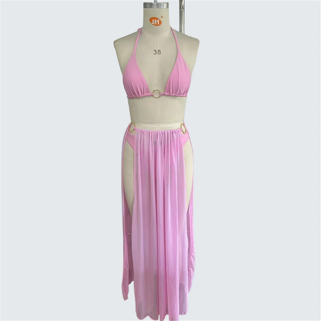 S - XXL, mit Kleid, Neckholder-Bikini, Damen-Badeanzug, dreiteiliges Bikini-Set, Damen-Bademode, gepolsterter Badeanzug, Badebekleidung, Schwimmbekleidung V7496 – Detail 8
