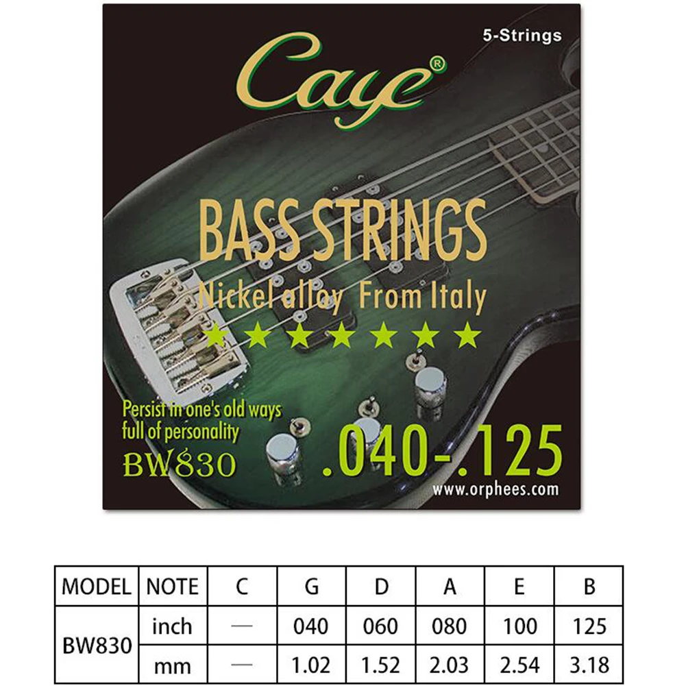 CAYE BW Series 4/5/6 Pcs Bass Strings Hexagonal Steel Core Inner Wire Bass Strings Stringed Instrument Replacement Accessories