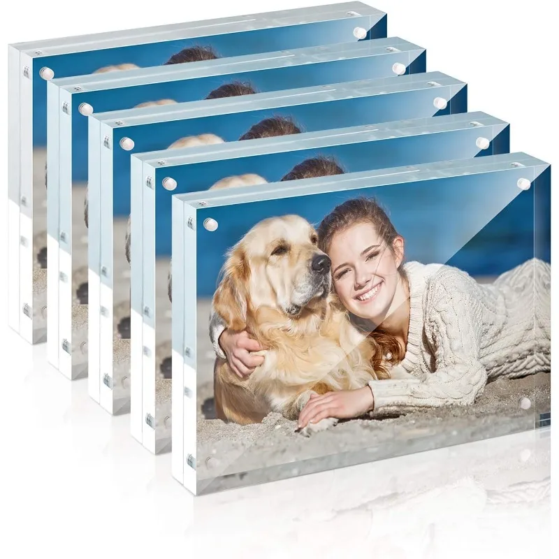 

Acrylic Picture Frame, 5 x 7 Inch 5 Pack Acrylic Photo Frame Horizontal Magnet Double Sided Acrylic Frames Set