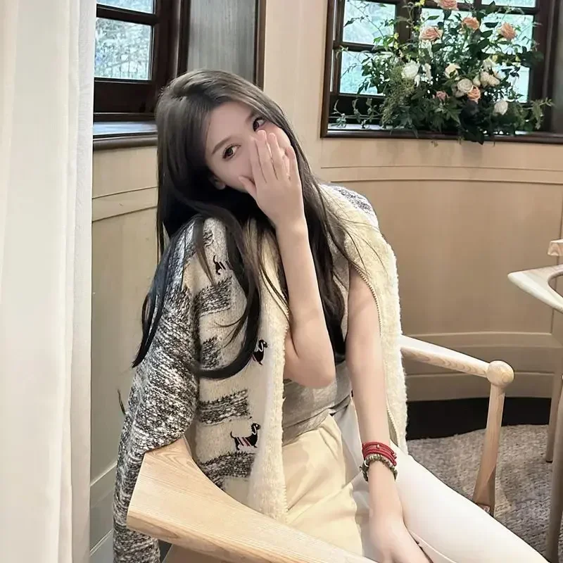 Cardigan for Women Spring Autumn Knitted Sweater Woman Outerwear Jacket Round O Neck Casual Clothing Sales Korean Streetwear Hot