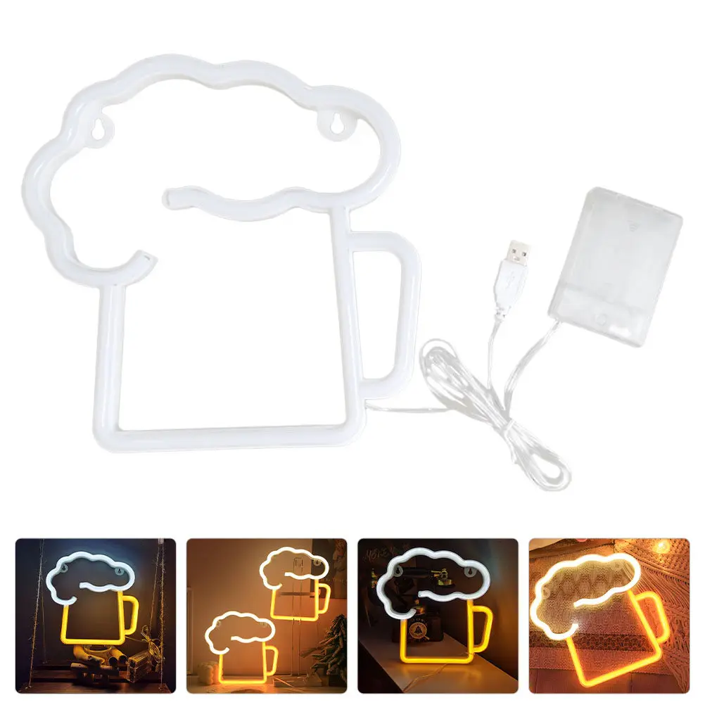 led-ネオンビールマグサイン軽量クリエイティブウォールライト装飾バーパブナイトクラブパーティー用操作可能なネオンライト