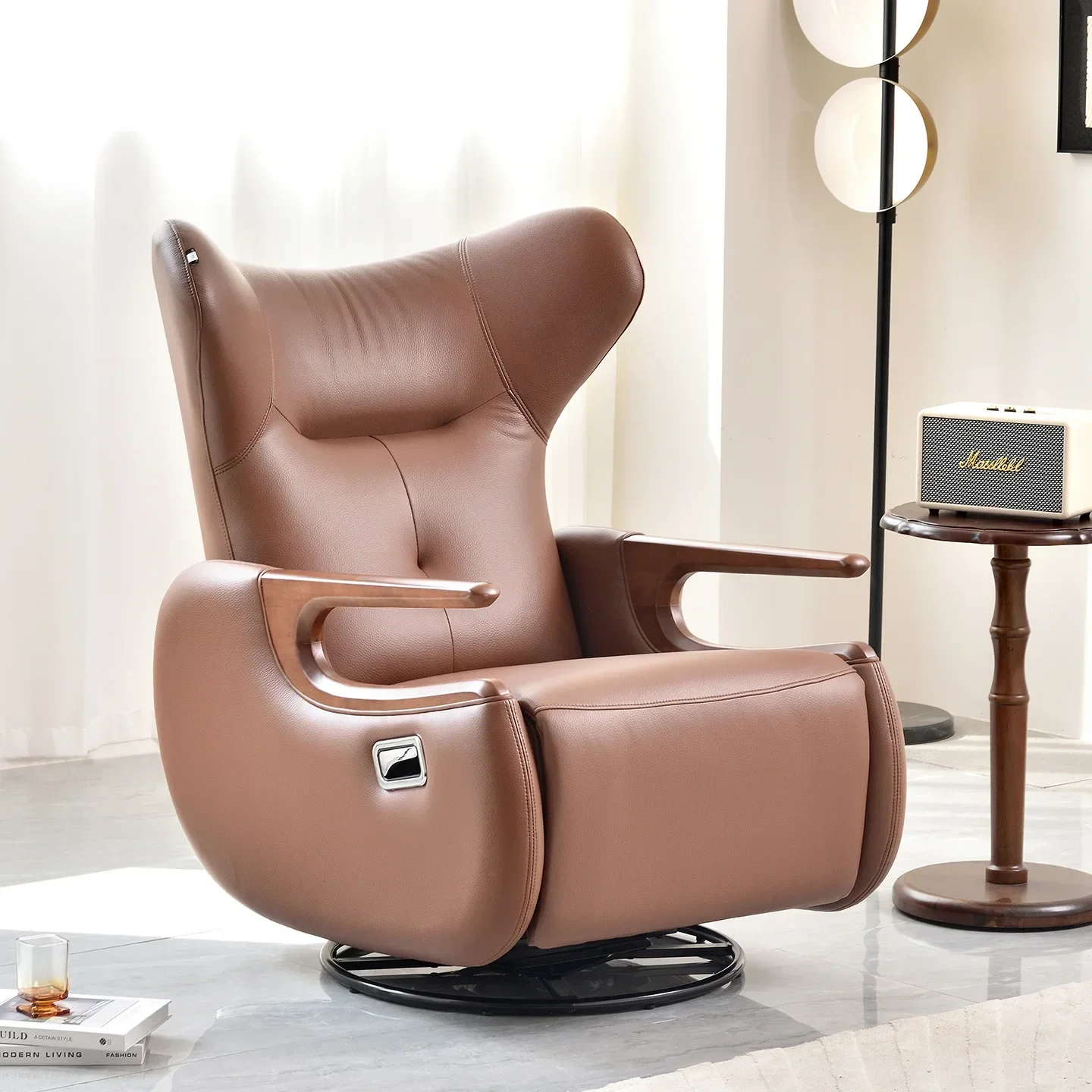 Italian high-end ecological leather single sofa balcony electric multi-functional lazy recliner