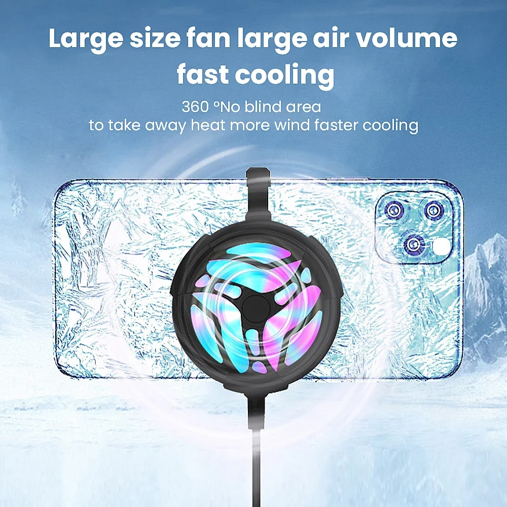 

Mini Smart Phone Cooling Fan Turbo Gaming Mobile Gamepad Cooler Fan Cell Phone Type-C Cool Heat Sink Radiator for Android