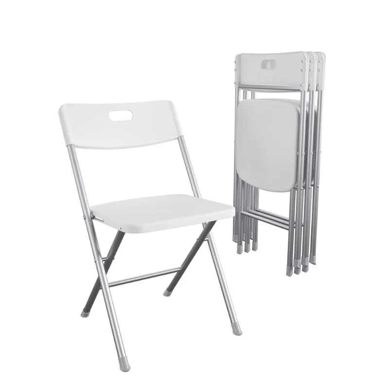 Resin Seat & Back Folding Chair, White, 4-Pack，Platinum all-steel frame，Durability，Easy to wipe