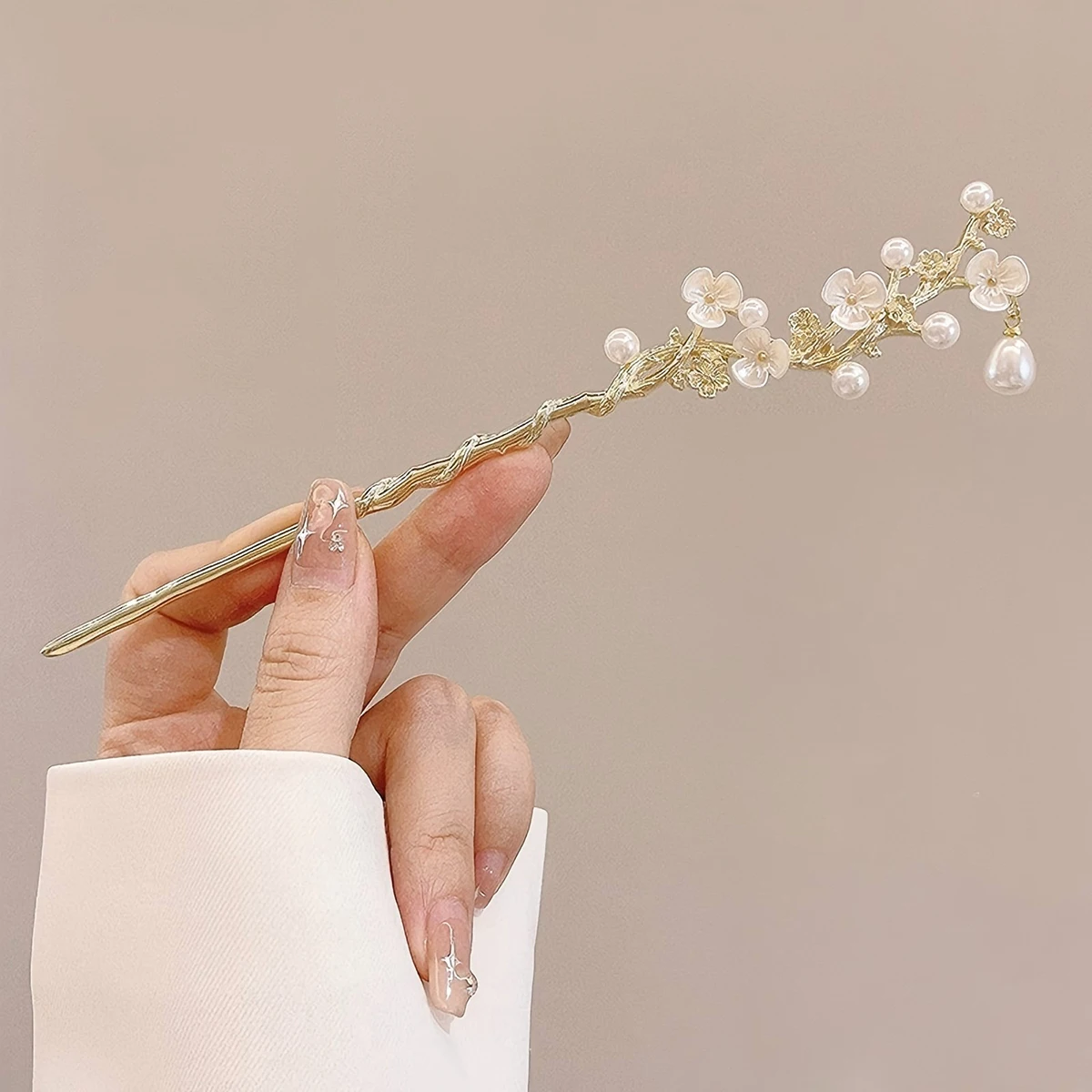1 Stück Vintage Glocke Orchidee Blume Fransen Haarstäbchen Modisches Metall für Frauen Elegante Haarschmuck und vielseitige Styling-Werkzeuge – Detail 9
