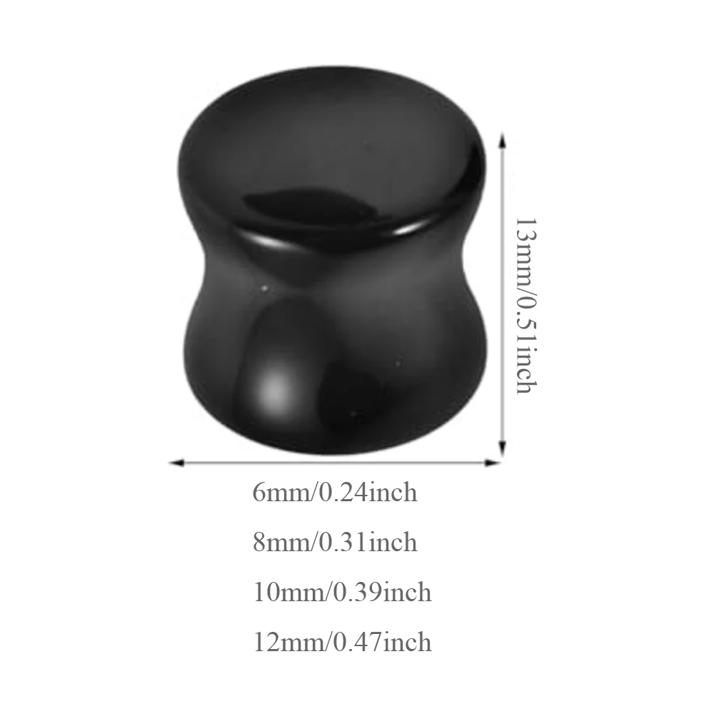 2/8Pcs Natural Black Obsidian Ear Plugs Tunnels Double Flare Stone Ear Gauges Expander Stretcher Body Piercing Jewelry 6‑12mm
