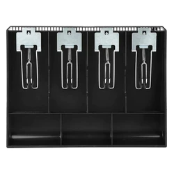 Cash Register Drawer Insert Tray 4 Bill/3 Coin Slots with Clip for Money Storage