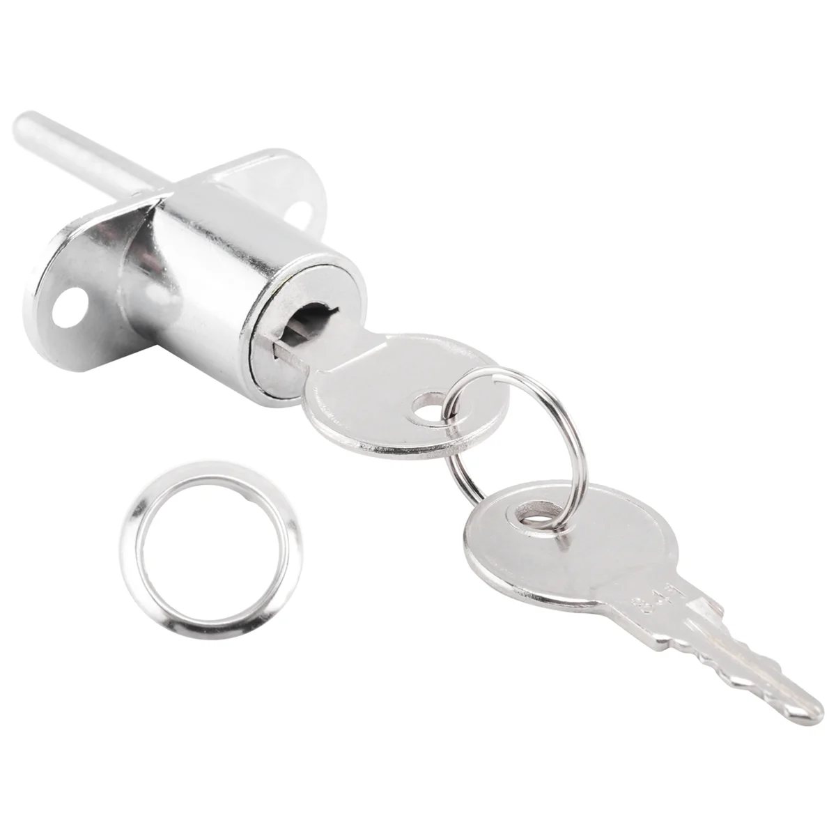 ELBA_19mm Cylinder Head Diameter Silver Tone Metal Drawer Plunger Lock