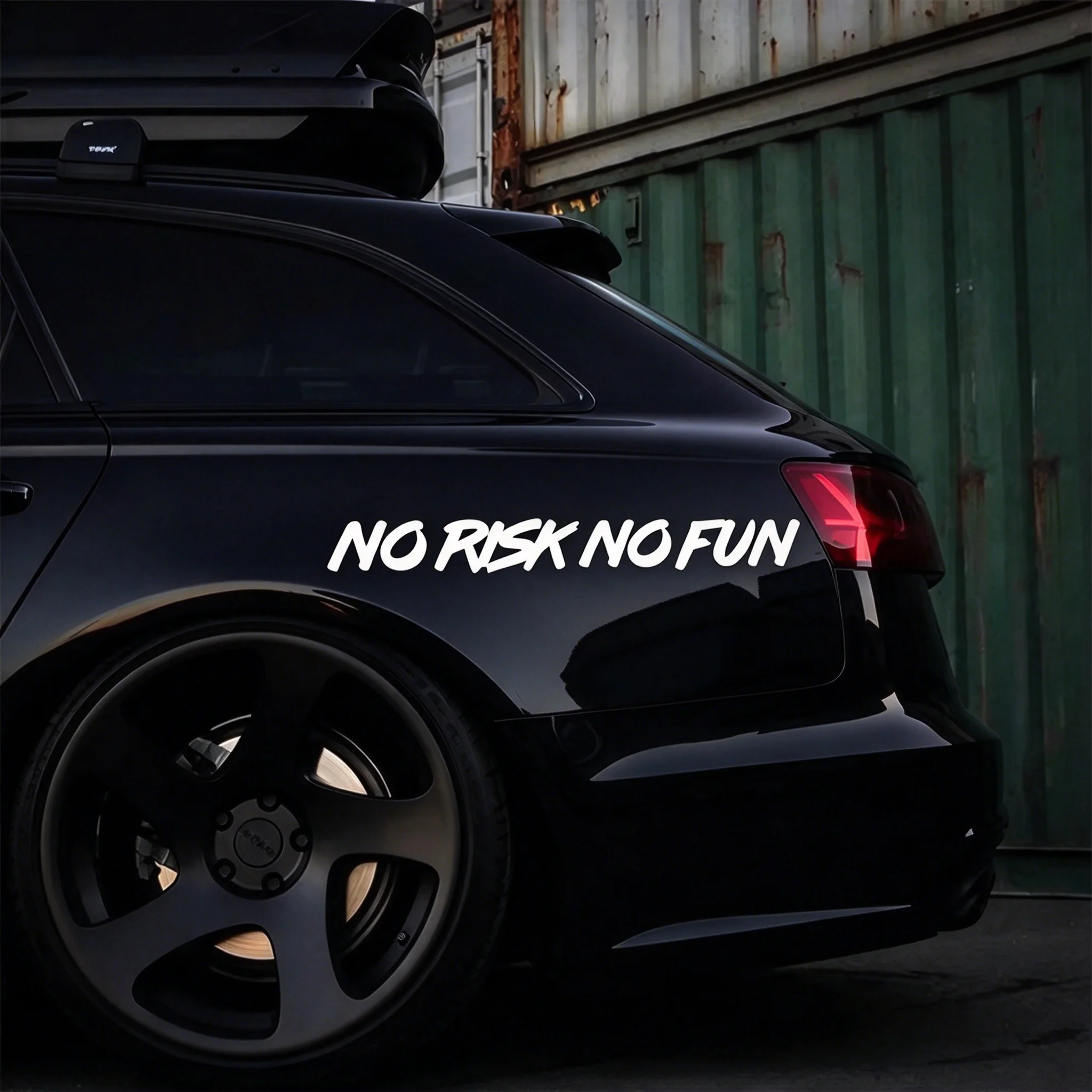 22cm*2.4cm Decorative No Risk No Fun Car Sticker Decal Black And White Vinyl Graphic
