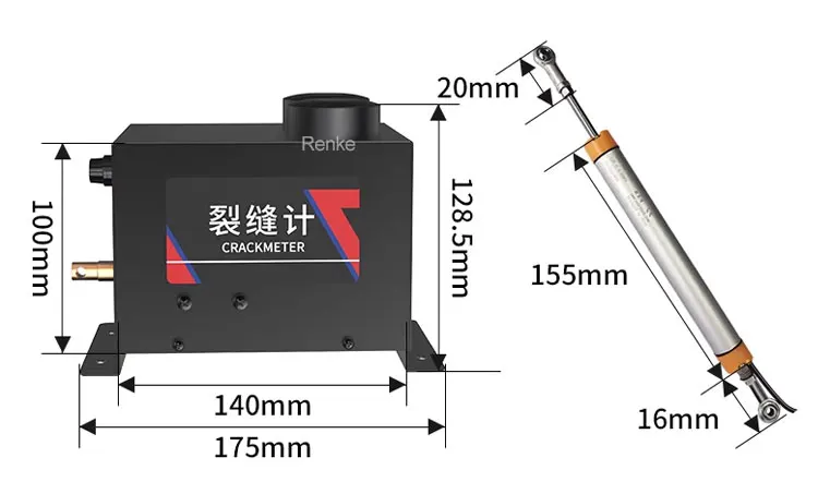 Renke High Quality Crack Monitor Sensor LoRa Wireless Non-destructure Crack Meter for Bridges Buildings