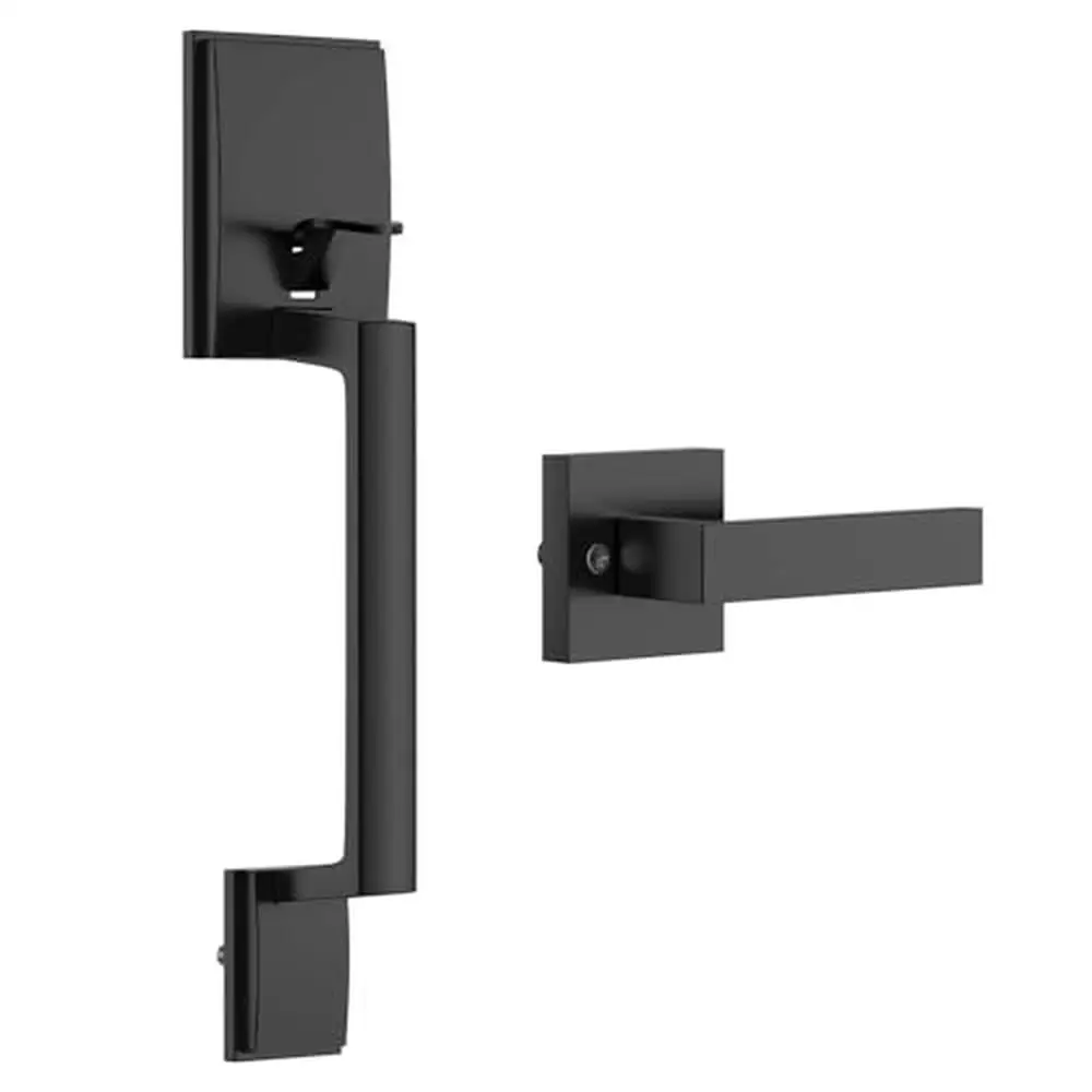 Black Zinc Alloy Front Entry Door Handlesets with Reversible Lever ANSI Grade 3 Standard Fits Standard Doors 1-3/8