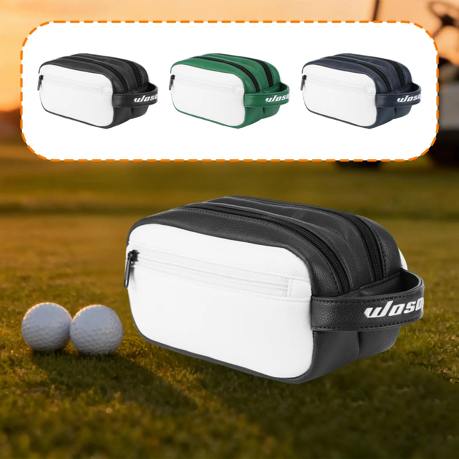 

Compact Golf Ball Pouch PU Leather Large Capacity Handbag Organizer for Golf Accessories and Outdoor Use