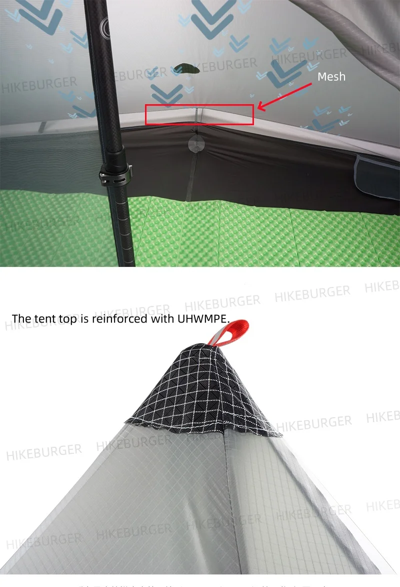 3F UL GEAR Lanshan 1Pro 2026 Zelt Outdoor Ultraleicht Camping Zelt 690g/1,52lb Silpoly Zelt T-zip Tür Wasserdicht Wandern Klettern – Detail 14