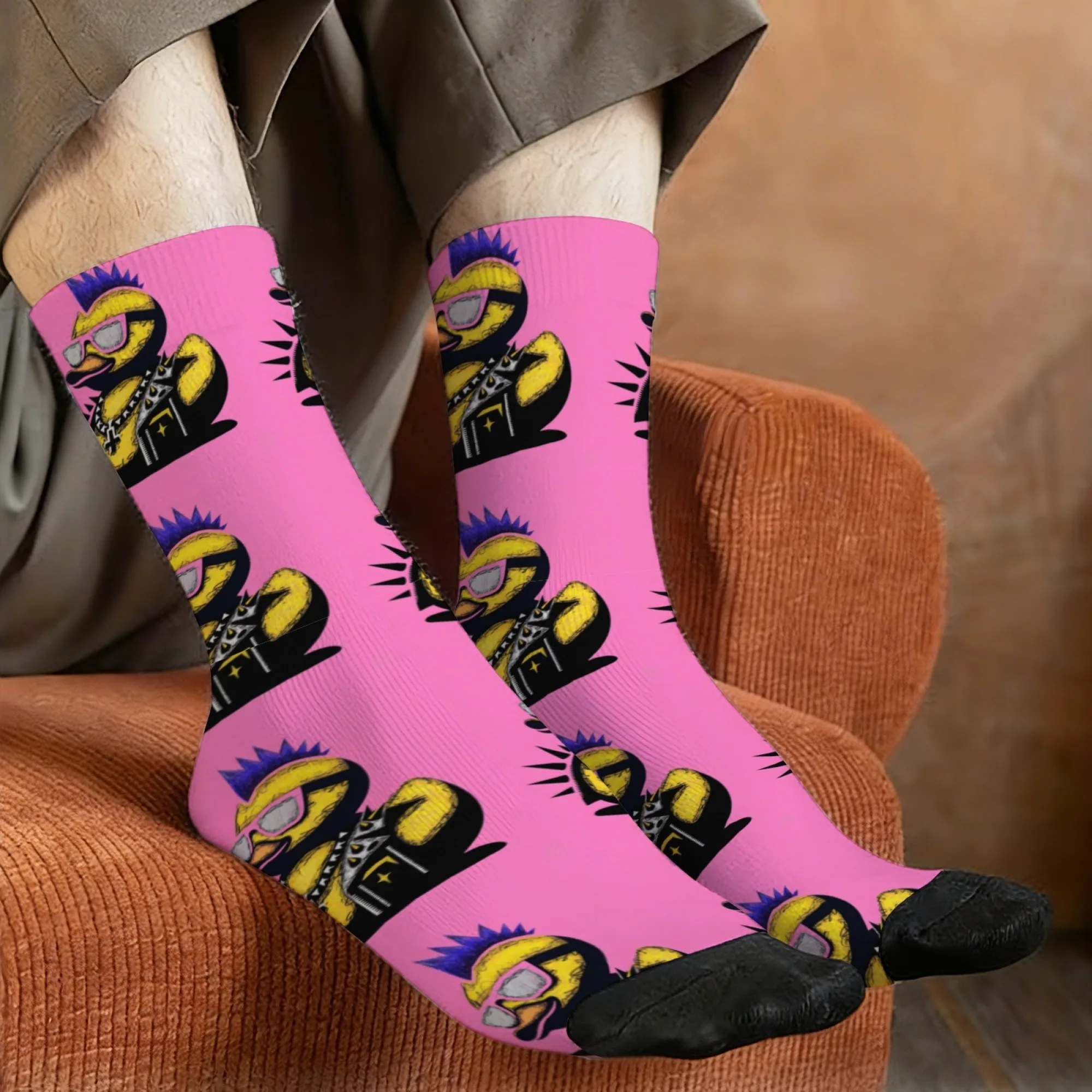 Harajuku retro cool street style cute duck pattern men's socks novel street hip-hop trend crazy party holiday fun gift