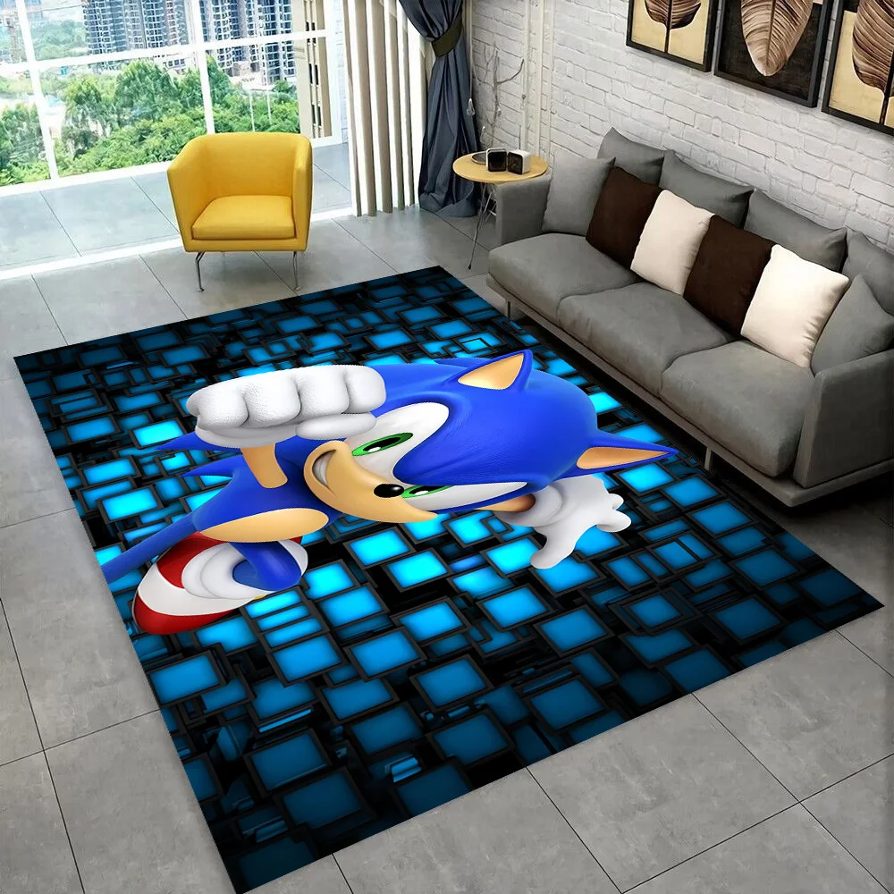 

3D S-Sonik Cartoon Retro Area Rug,Carpet Rug for Living Room Children's Bedroom Sofa Doormat Decor,kid play Non-slip Floor Mat