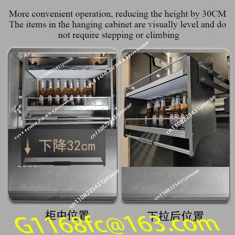 Kitchen Hanging Cabinet Pull-down Lift Basket Kitchen Cabinet Buffer Damping Rack Kitchen Storage