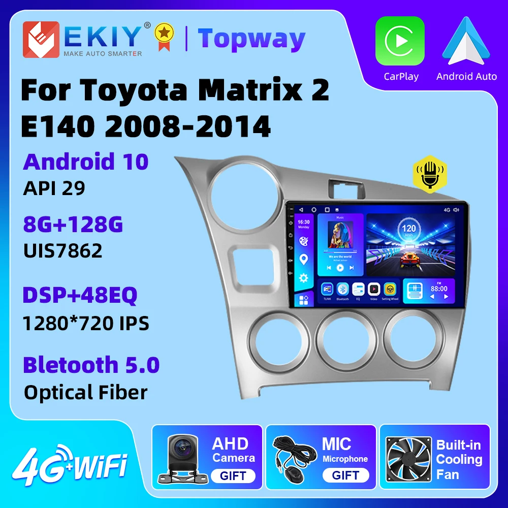 

EKIY Android 10 автомобильный радиоприемник для Toyota Matrix 2 2004-2008 GPS-навигация 4G WIFI Android Авто DSP Carplay 2Din DVD-плеер